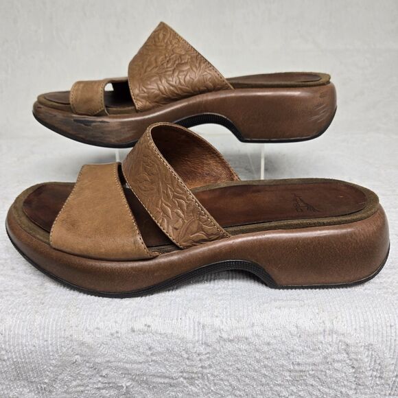 Dansko Brown Leather Chunky Sandals 40 Y2K Boho Cottage Fairycore Coachella 00s - Picture 4 of 9